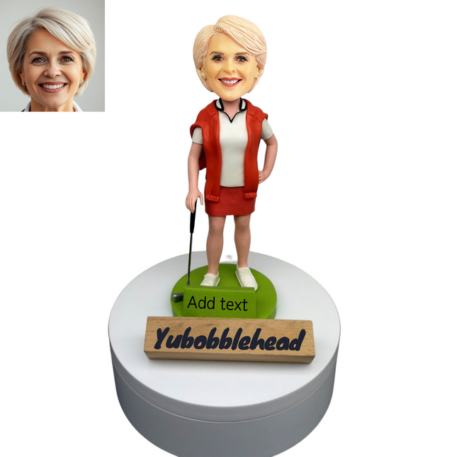 Customized Female Golf Player Bobblehead Doll